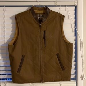 Madison Creek Quilted vest -Dark tan with leather trim-XXL
